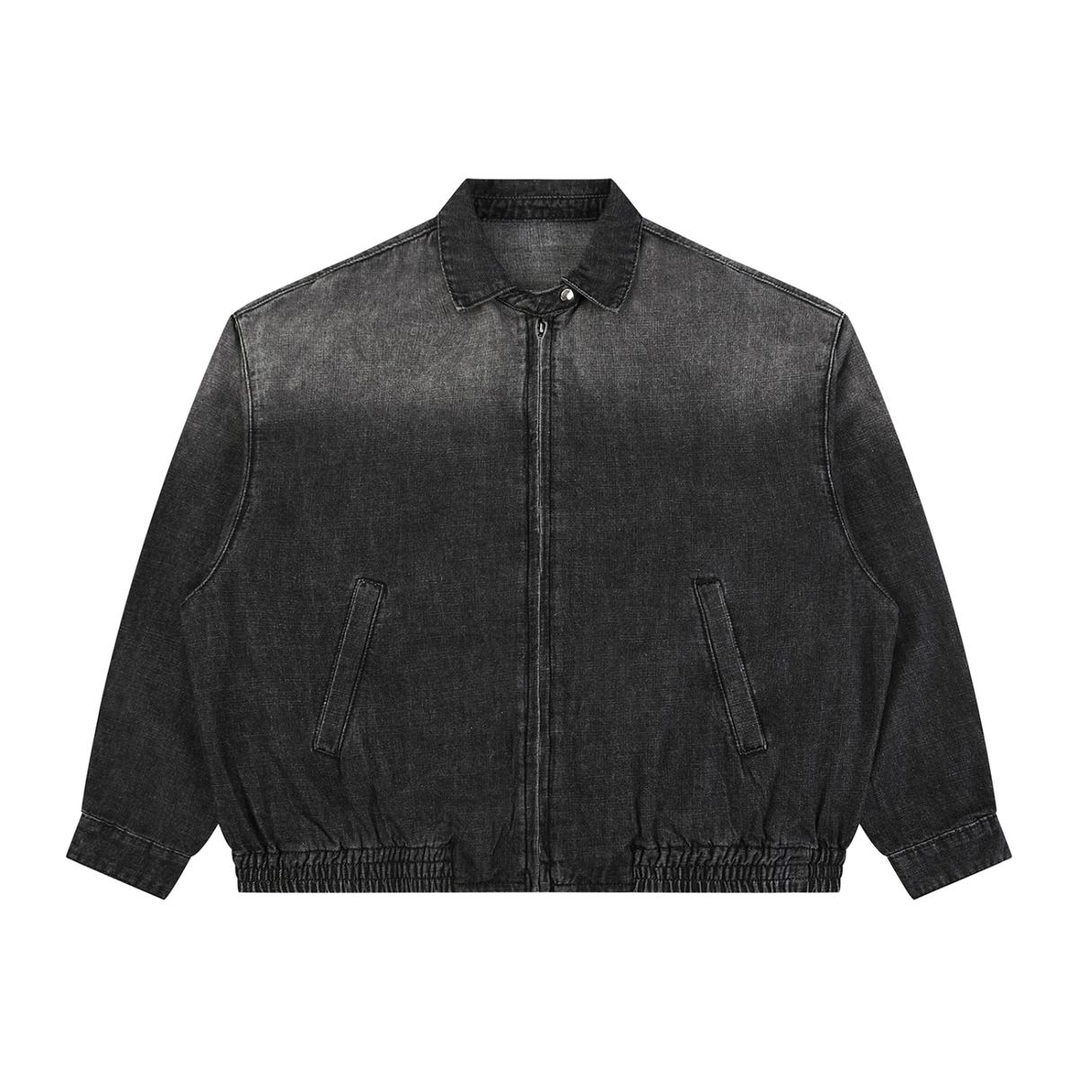 Minimal  Vintage Wash Full-Zip Denim Jacket