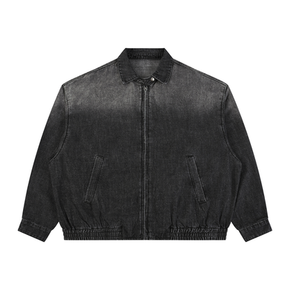 Minimal  Vintage Wash Full-Zip Denim Jacket