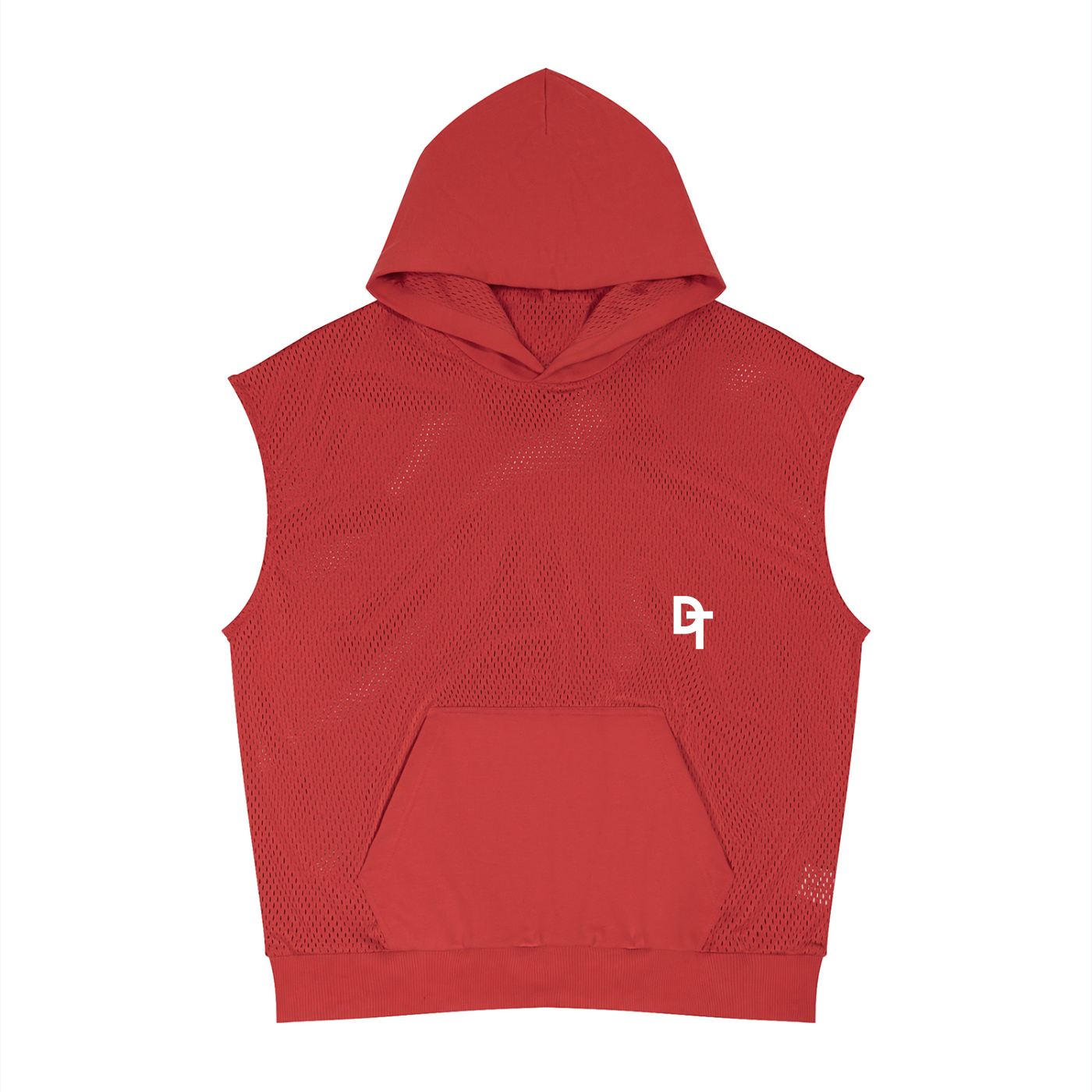 Unisex Panel Mesh Sleeveless Hoodie