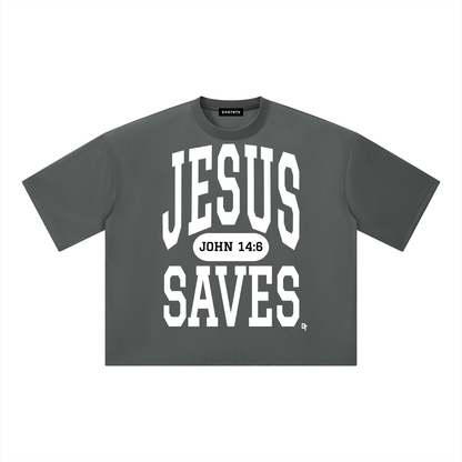 JESUS SAVES Classic | Boxy Mesh Crewneck Tee