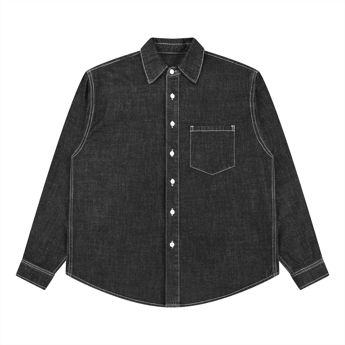Minimal Vintage Wash Denim Shirt