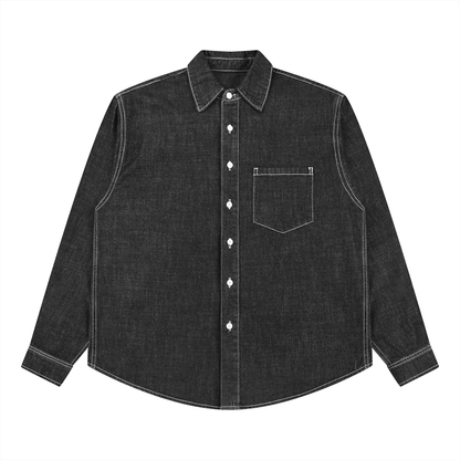 Minimal Vintage Wash Denim Shirt