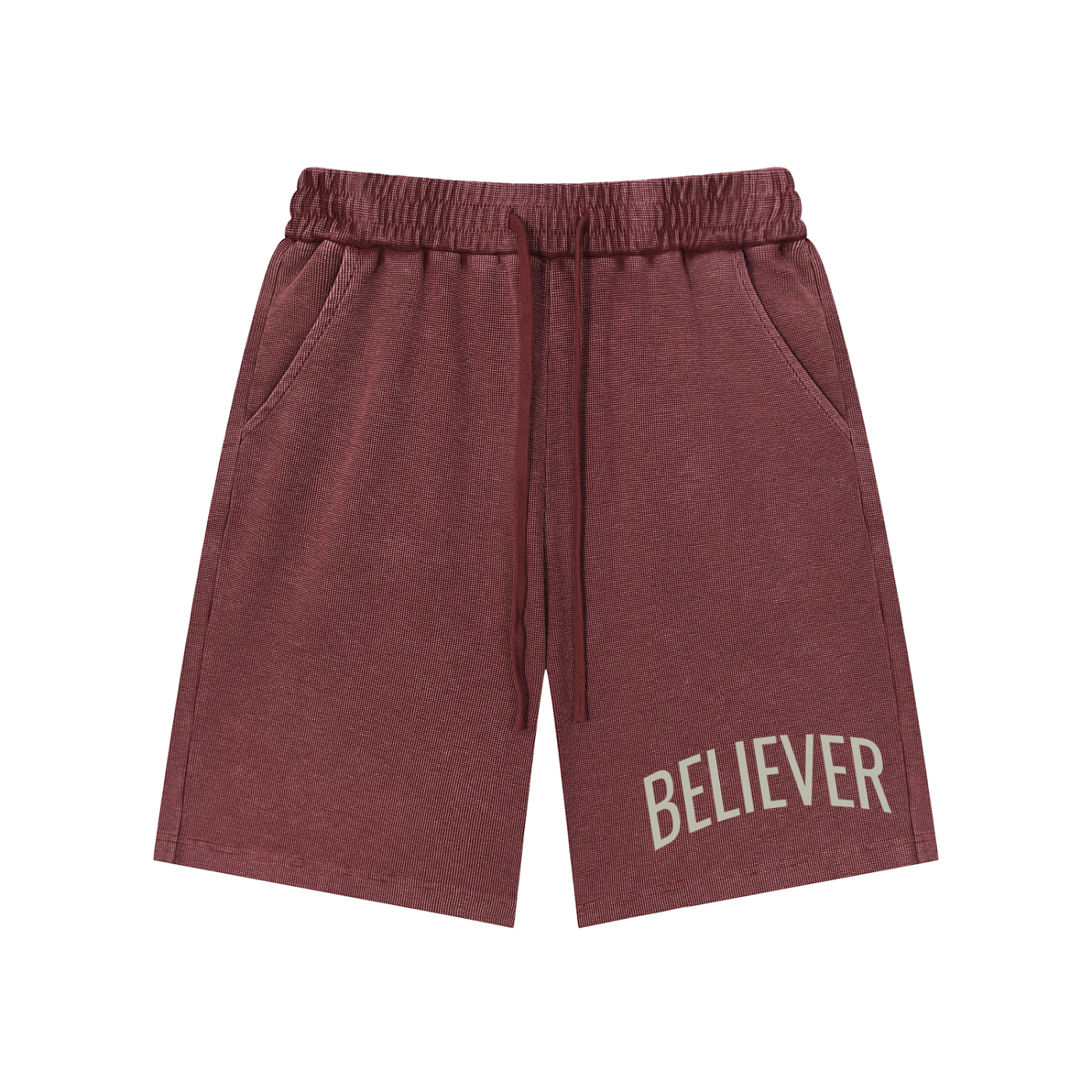 BELIEVER | Mineral Wash Waffle Knit Shorts