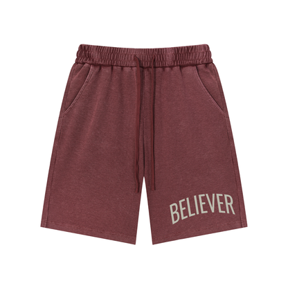 BELIEVER | Mineral Wash Waffle Knit Shorts