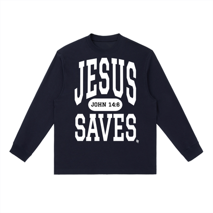 JESUS SAVES Classic | Essential Crewneck Long-Sleeve Tee