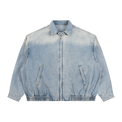 Minimal  Vintage Wash Full-Zip Denim Jacket