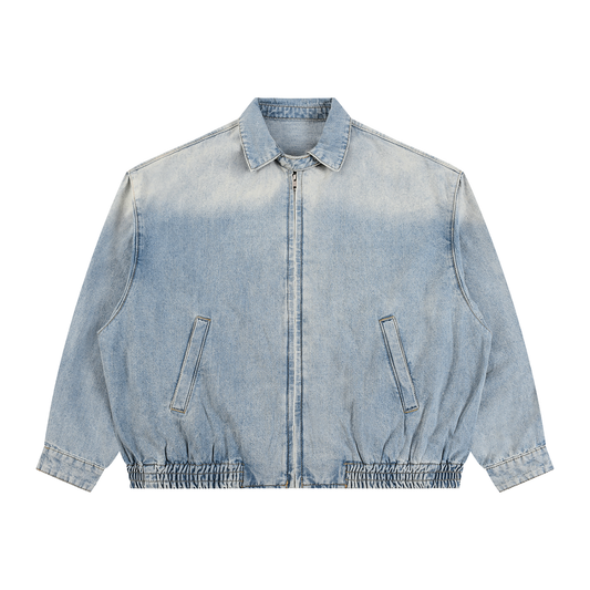 Minimal  Vintage Wash Full-Zip Denim Jacket