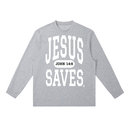 JESUS SAVES Classic | Essential Crewneck Long-Sleeve Tee
