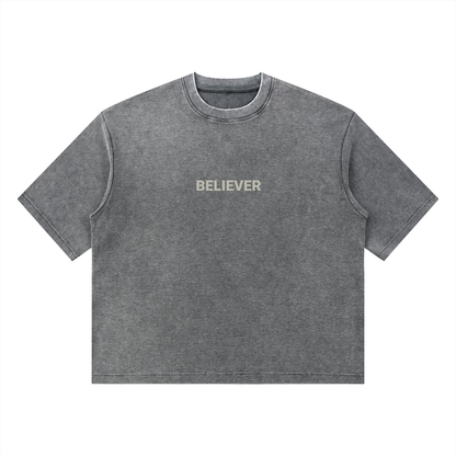 BELIEVER | Mineral Wash Waffle Boxy Tee