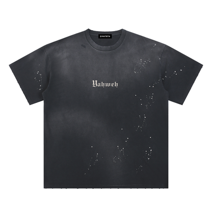Lighter YHWH Frayed Sunfade Paint Splatter Tee