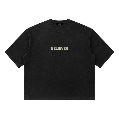 Believer || Unisex Mineral Wash Waffle Boxy Tee