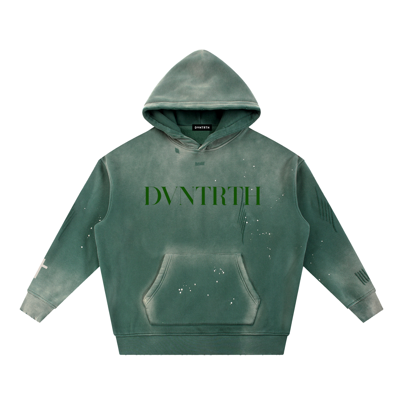 Green DVNTRTH | Vintage Washed Frayed Hoodie