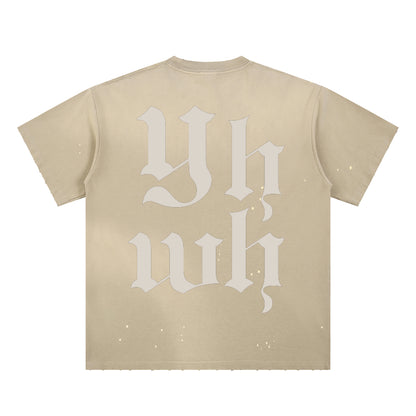 Lighter YHWH Frayed Sunfade Paint Splatter Tee