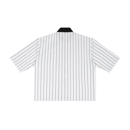 JESUS SAVES Classic | Striped Full-Zip Baseball Jersey
