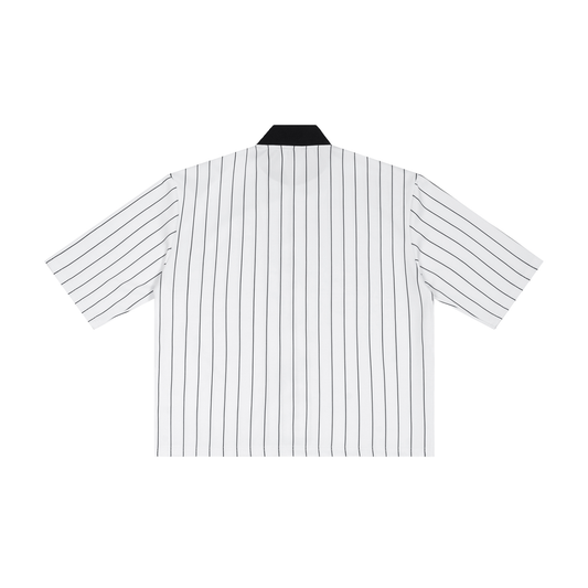 JESUS SAVES Classic | Striped Full-Zip Baseball Jersey