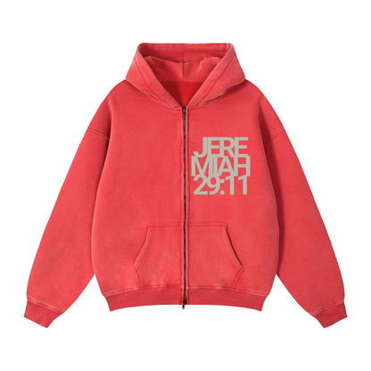 Jeremiah 29:11 | Vintage Zip Boxy Hoodie