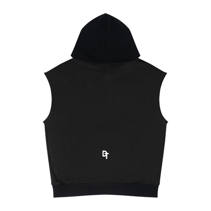 Unisex Panel Mesh Sleeveless Hoodie
