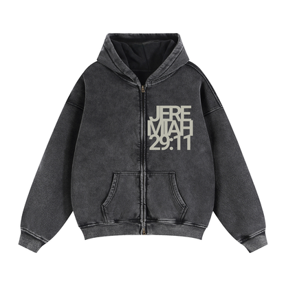 Jeremiah 29:11 | Vintage Zip Boxy Hoodie