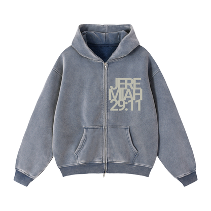 Jeremiah 29:11 | Vintage Zip Boxy Hoodie