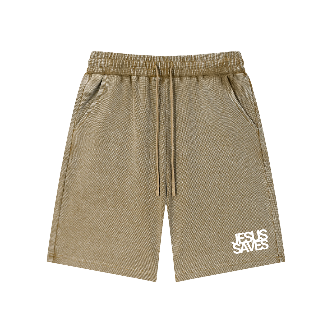 Jesus Saves | Mineral Wash Waffle Knit Shorts