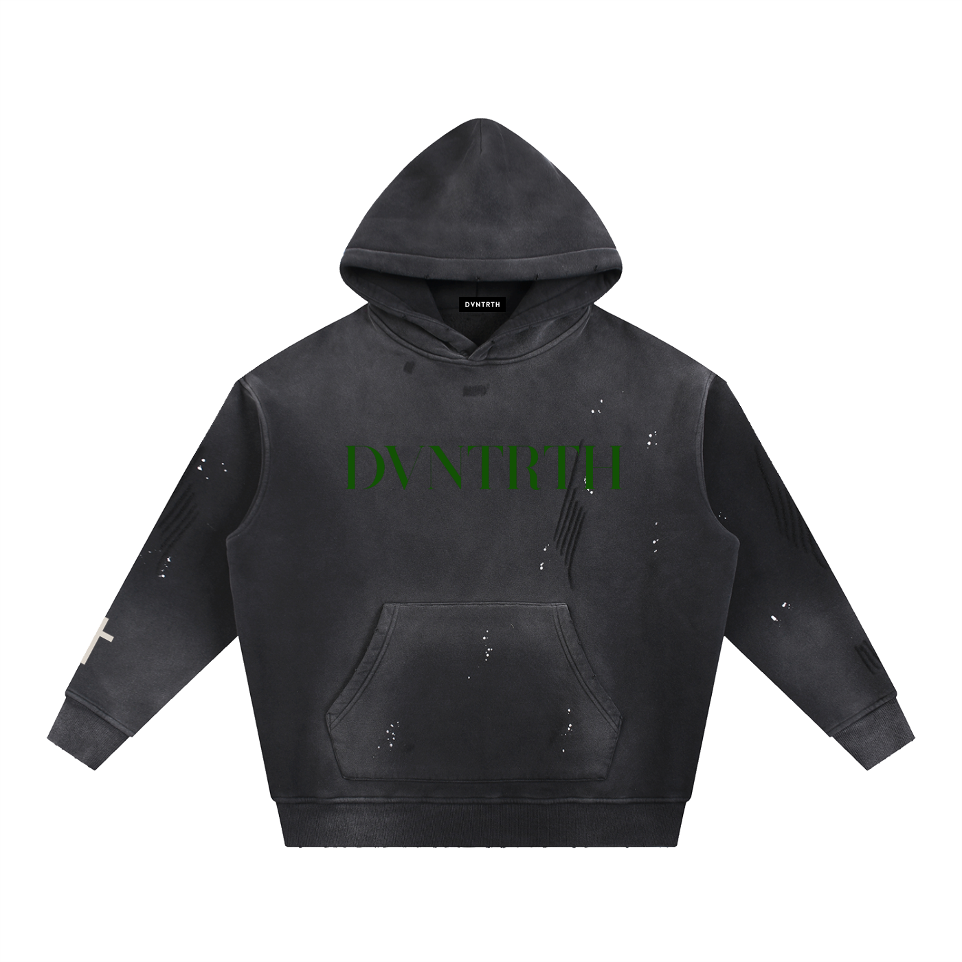 Green DVNTRTH | Vintage Washed Frayed Hoodie