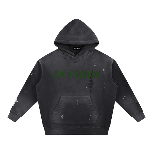 Green DVNTRTH | Vintage Washed Frayed Hoodie