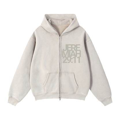 Jeremiah 29:11 | Vintage Zip Boxy Hoodie
