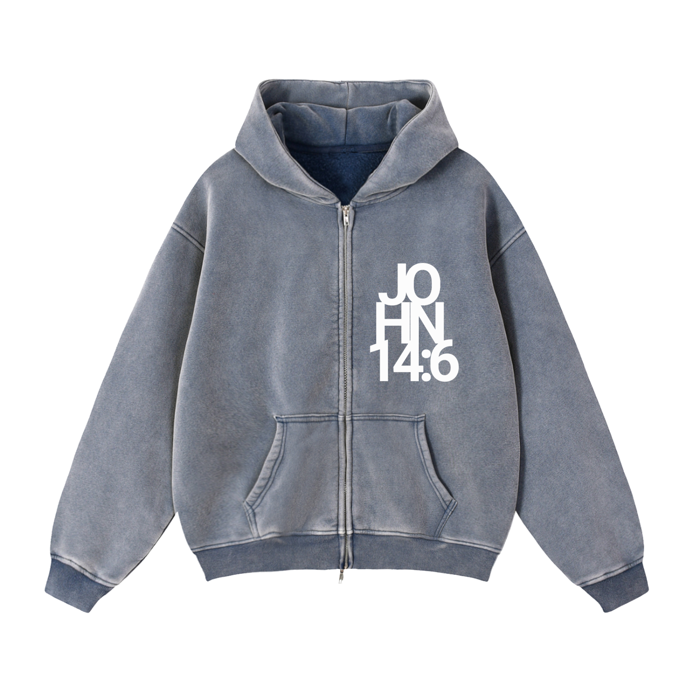 NEW HAVEN Zip-Through Boxy Fleece Hoodie