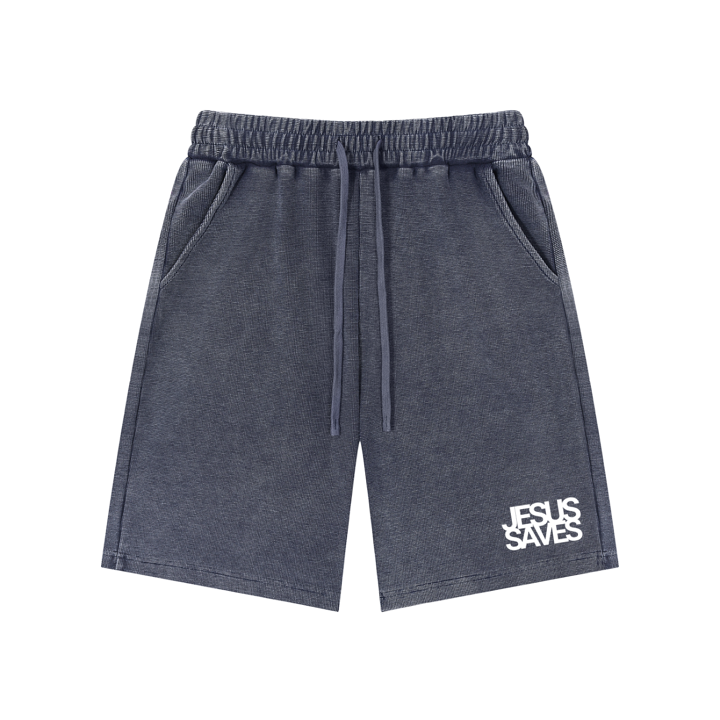 Jesus Saves | Mineral Wash Waffle Knit Shorts