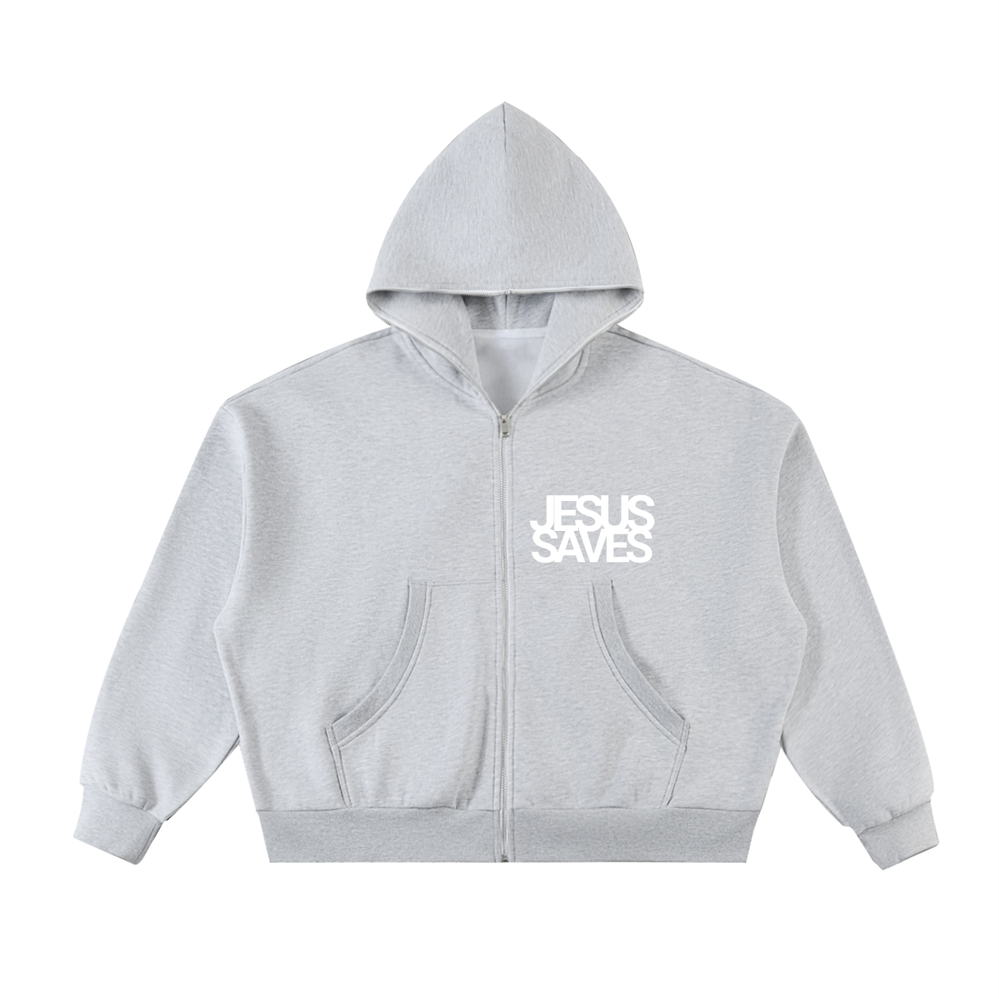 Fleeced Full-Zip Boxy Hoodie