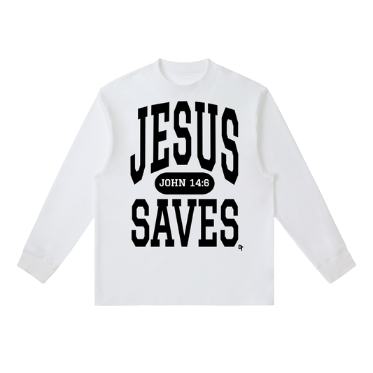 JESUS SAVES Classic | Essential Crewneck Long-Sleeve Tee
