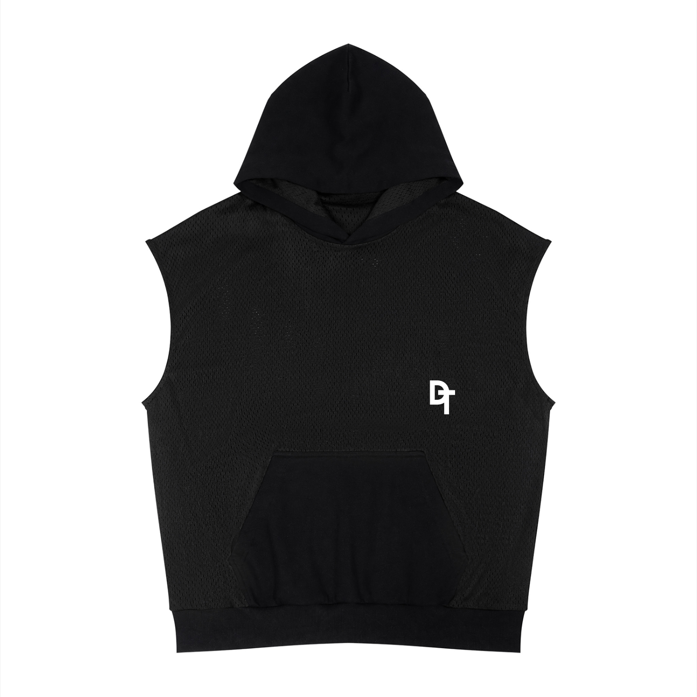 Unisex Panel Mesh Sleeveless Hoodie