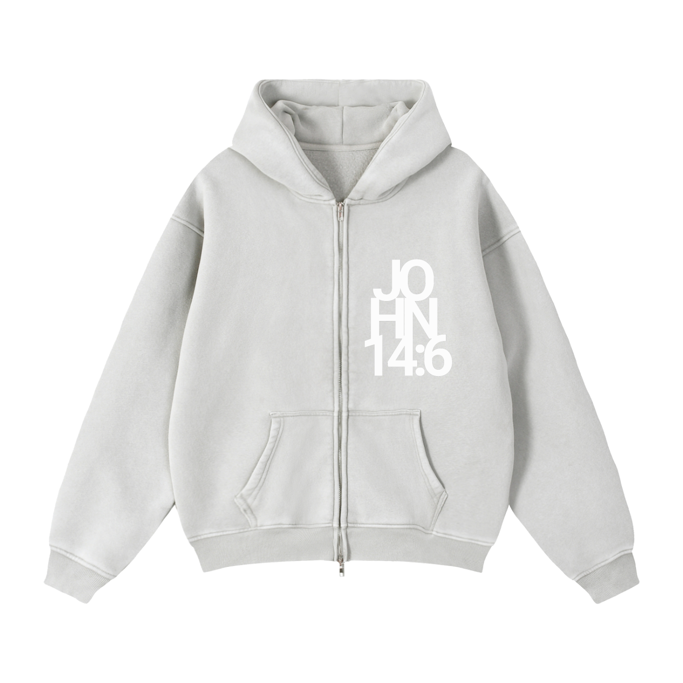 NEW HAVEN Zip-Through Boxy Fleece Hoodie