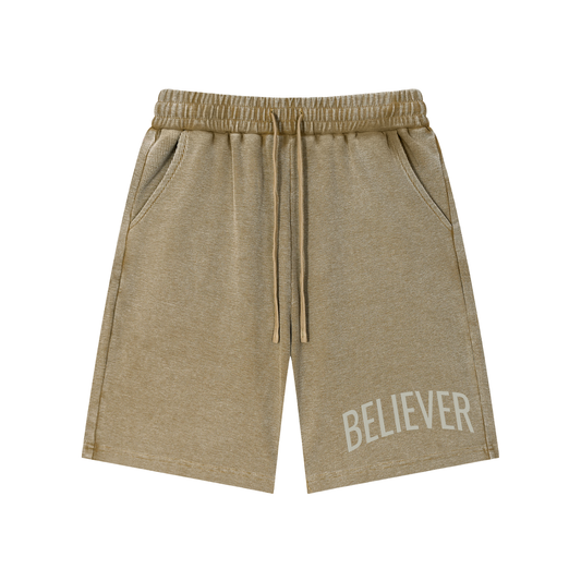BELIEVER | Mineral Wash Waffle Knit Shorts