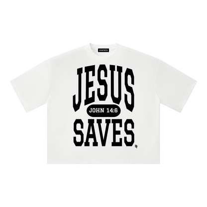 JESUS SAVES Classic | Boxy Mesh Crewneck Tee
