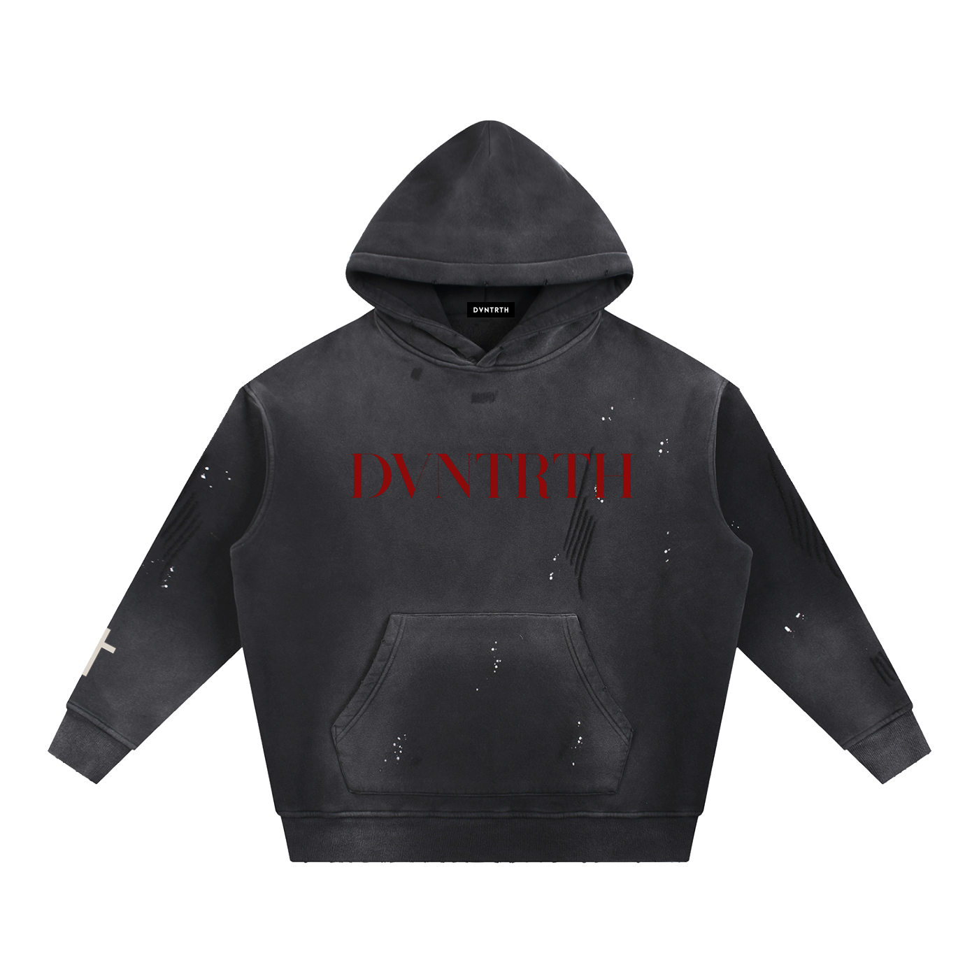 Red DVNTRTH | Vintage Washed Frayed Hoodie