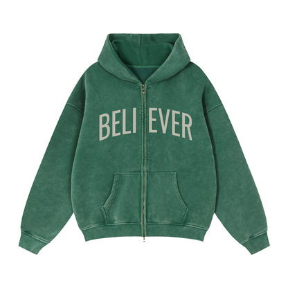 BELIEVER x John 14:6 | Vintage Zip Boxy Hoodie