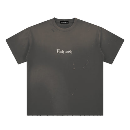 Lighter YHWH Frayed Sunfade Paint Splatter Tee