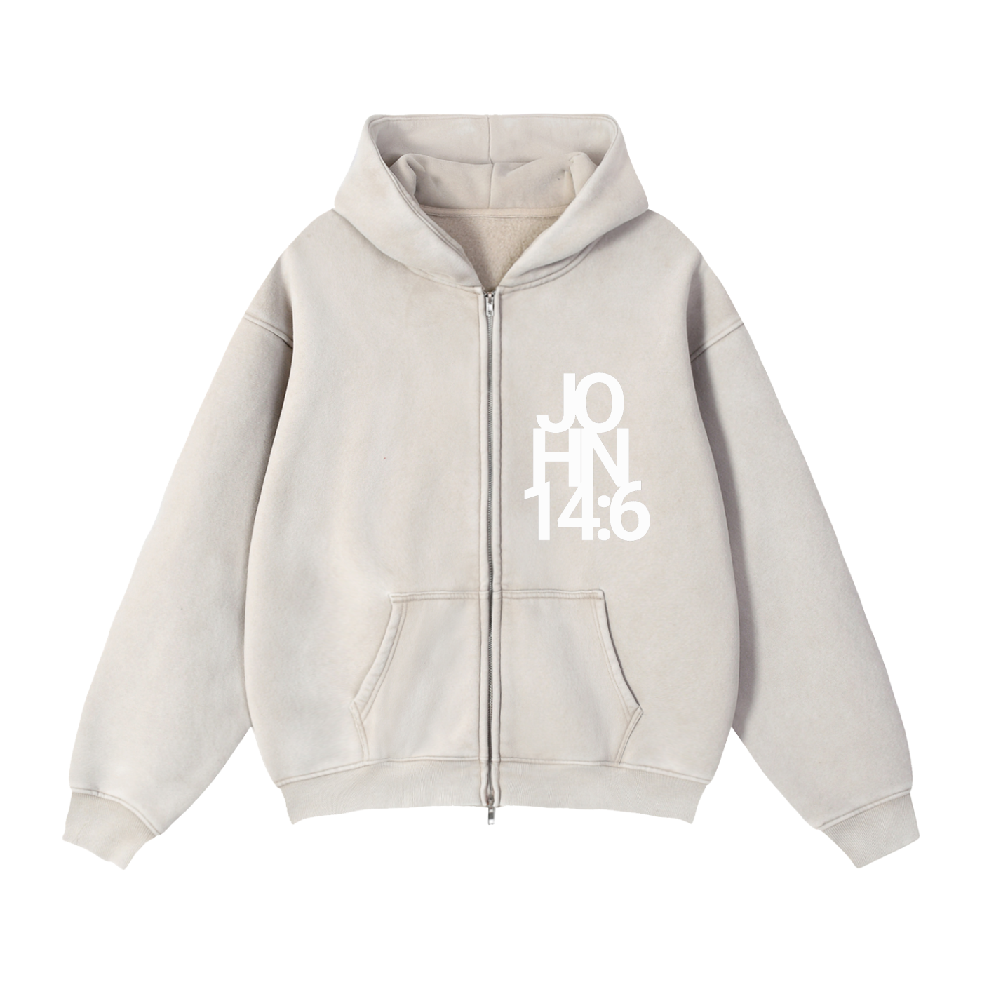 NEW HAVEN Zip-Through Boxy Fleece Hoodie