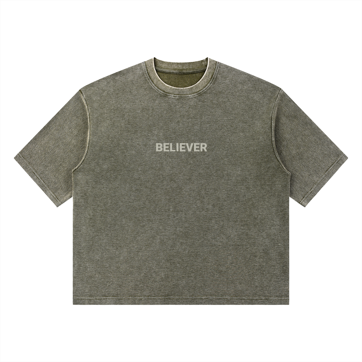 BELIEVER | Mineral Wash Waffle Boxy Tee