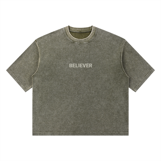 BELIEVER | Mineral Wash Waffle Boxy Tee