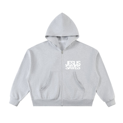 Jesus Saves | Full-Zip Boxy Hoodie
