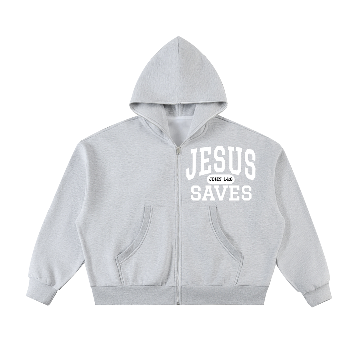 JESUS SAVES Classic | Full-Zip Boxy Hoodie