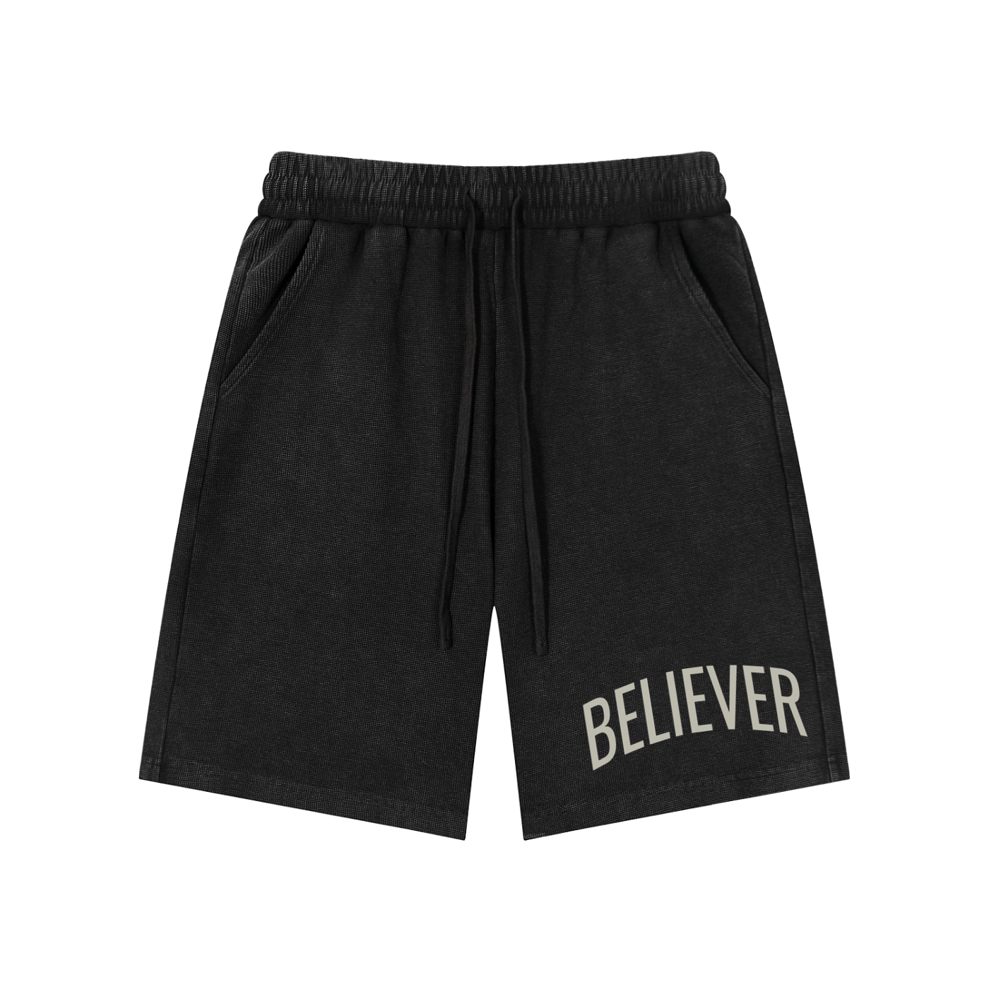 BELIEVER | Mineral Wash Waffle Knit Shorts