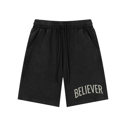 BELIEVER | Mineral Wash Waffle Knit Shorts