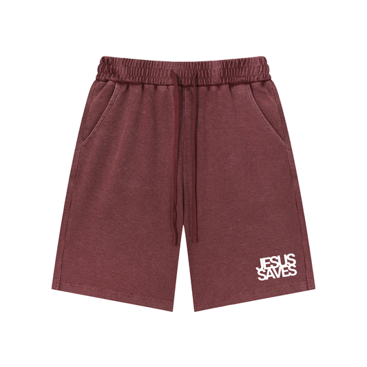 Jesus Saves | Mineral Wash Waffle Knit Shorts