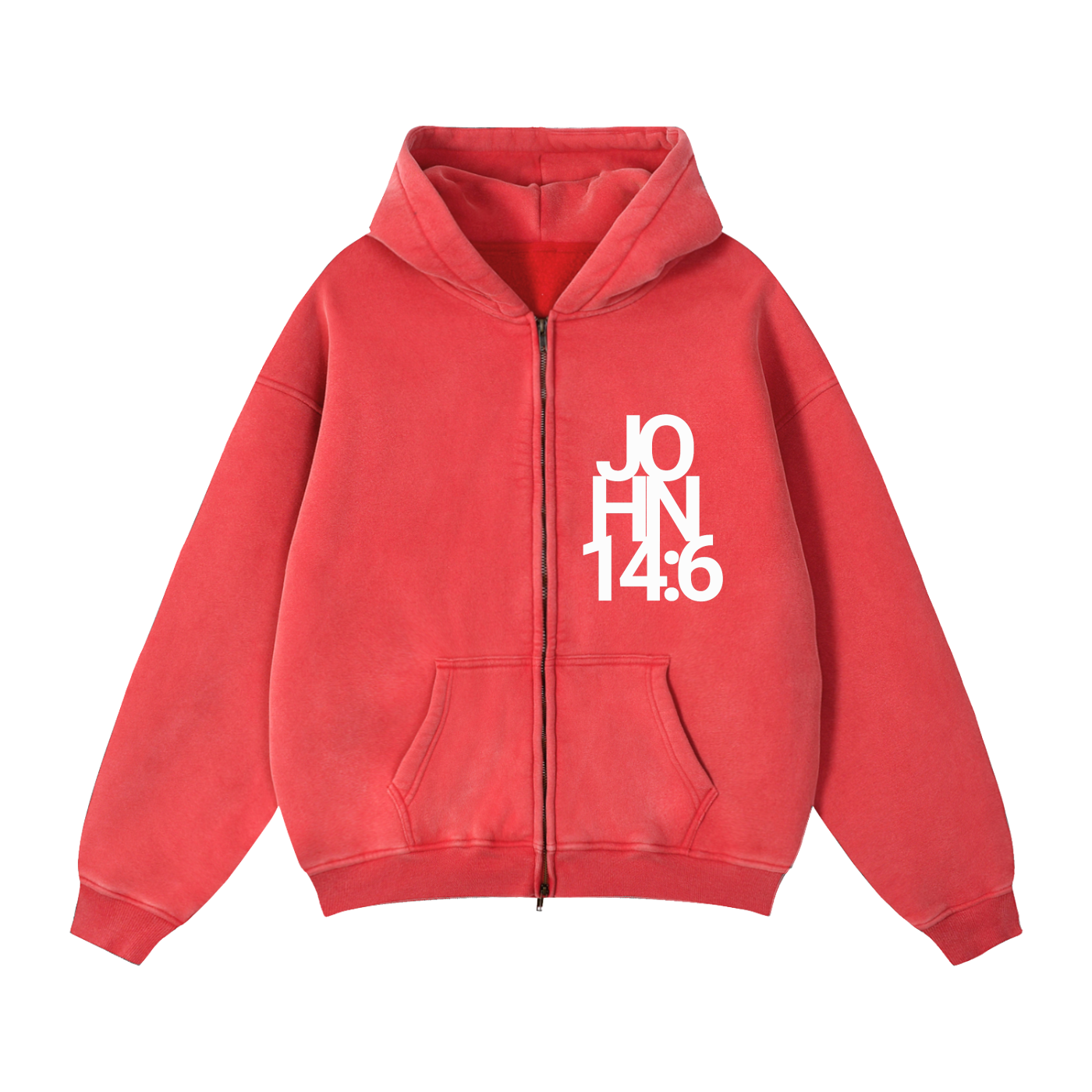 NEW HAVEN Zip-Through Boxy Fleece Hoodie