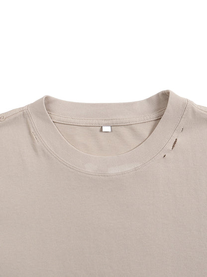Classic Cut-Holes Frayed Boxy Tee