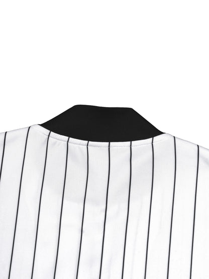 JESUS SAVES Classic | Striped Full-Zip Baseball Jersey