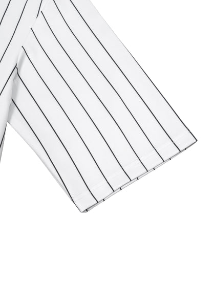 JESUS SAVES Classic | Striped Full-Zip Baseball Jersey